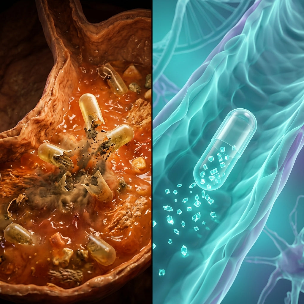Empty stomach vs food: enzyme absorption