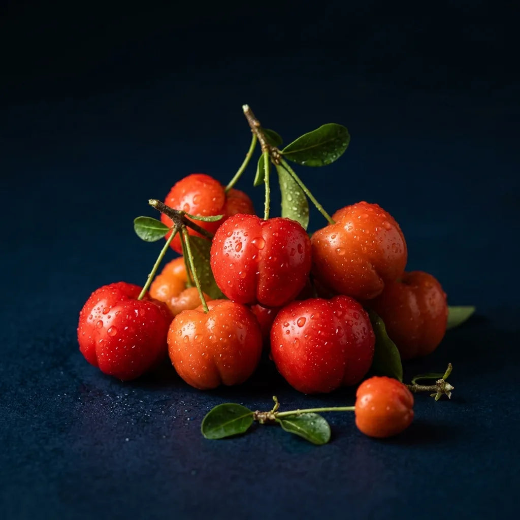 Fresh Acerola cherries — one of nature's most concentrated natural Vitamin C sources